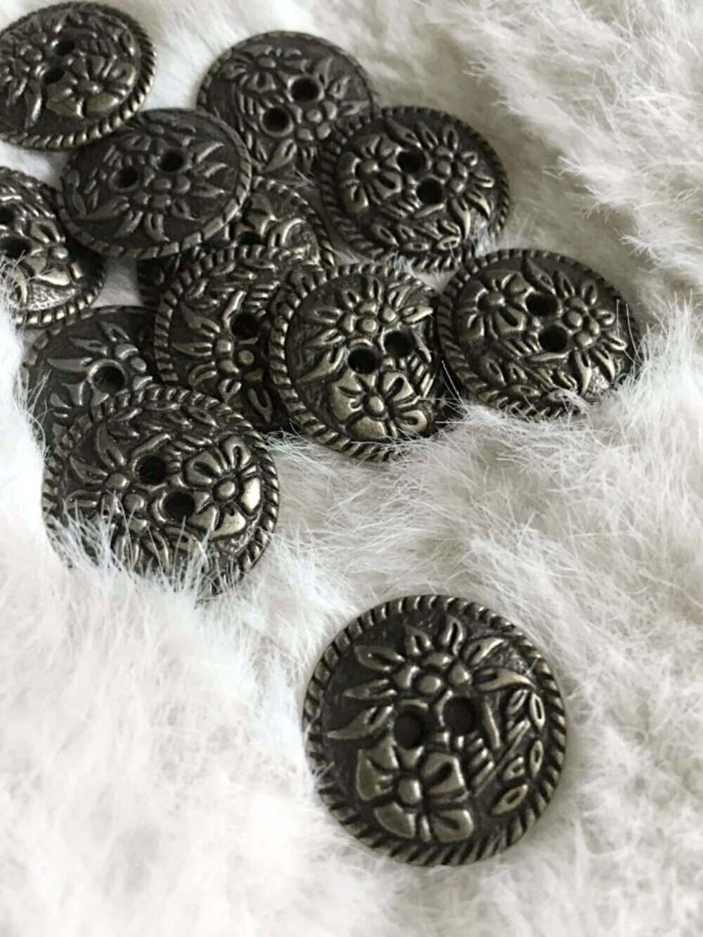 Vintage Antique Brass Sunflower Floral Buttons - Set of 6 Folk 🪡 Set #1